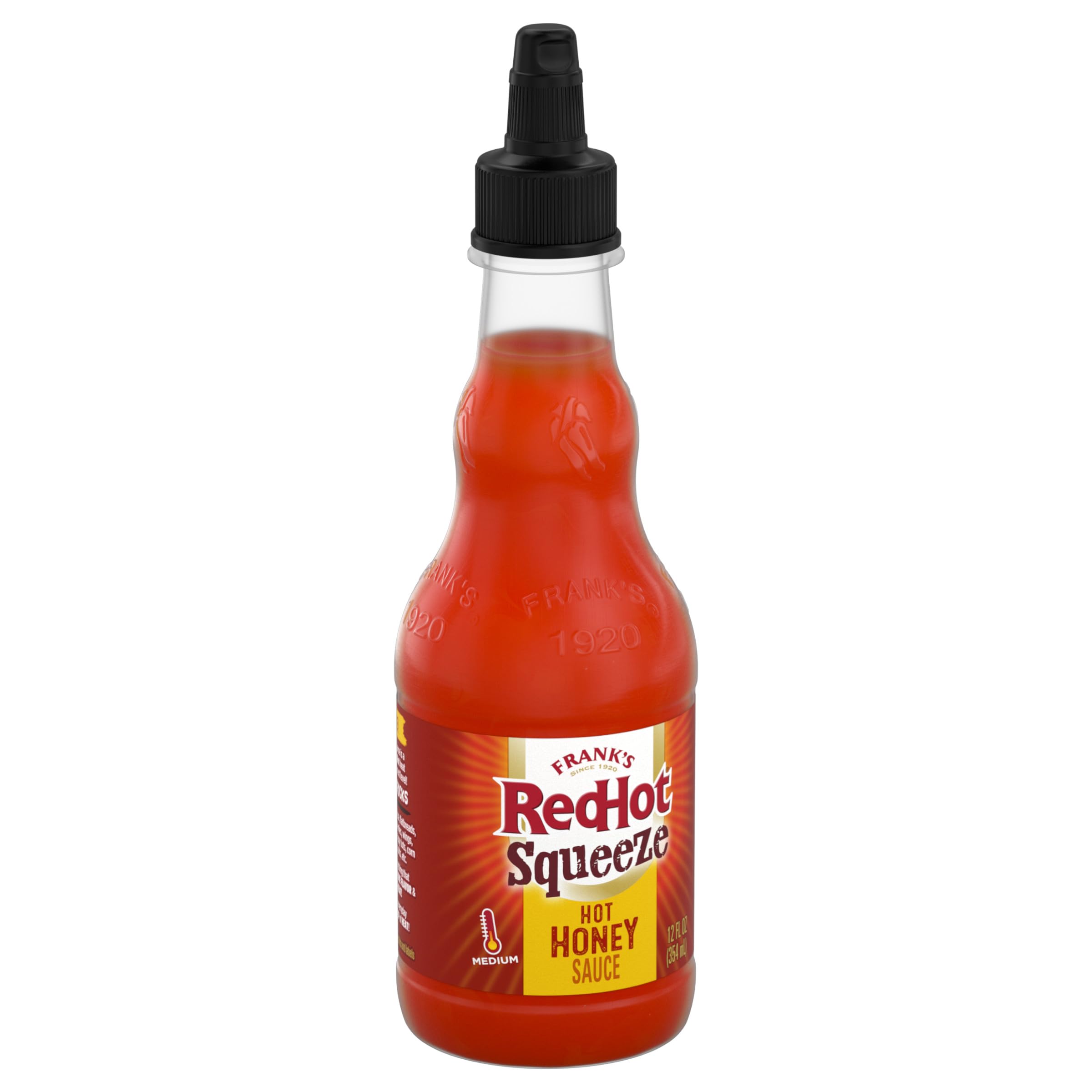 Frank's RedHot Squeeze Hot Honey Sauce - 12 fl oz Bottle | Sweet & Spicy Glaze for Wings, Chicken, Pizza & More | Perfect for BBQ, Dipping & Cooking