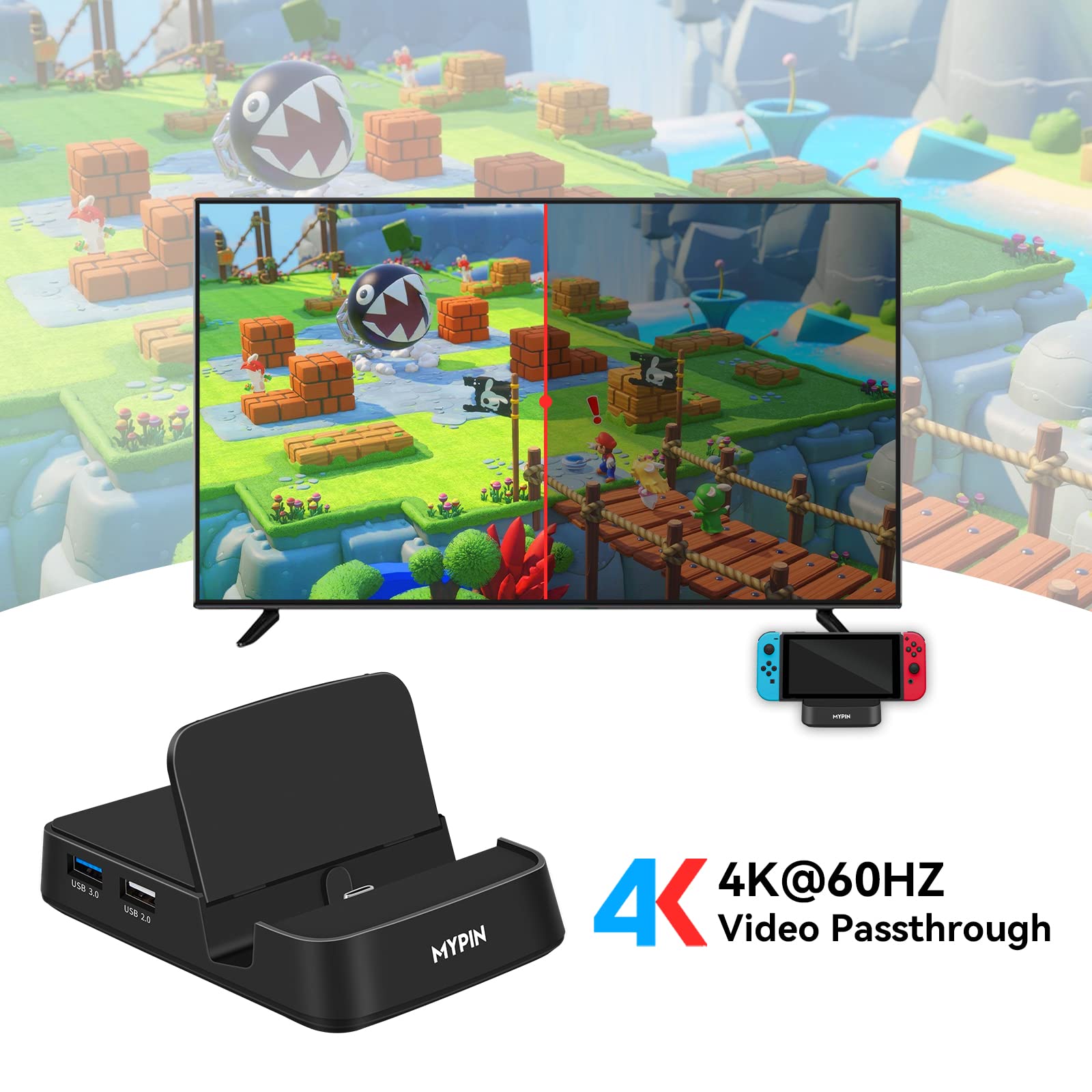 MYPIN Nintendo Switch TV Dock Station - 1080p 60fps HDMI Adapter for Gaming, Video Recording & Live Streaming | Perfect for Home Entertainment & Game Streaming Setup
