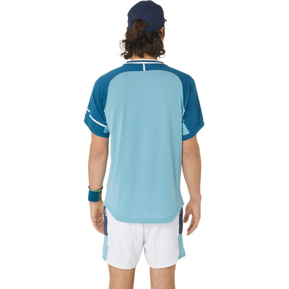 ASICS Men's Performance Match Short Sleeve T-Shirt - Breathable Quick-Dry Athletic Top for Running, Gym & Training (Blue) - Perfect for Workouts, Sports & Casual Wear