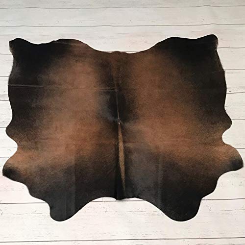 Premium 5x5 ft Natural Cowhide Rug - Western Brown & Black Mahogany Cow Hide Area Rug | Authentic Leather Decor for Living Room, Bedroom & Office
