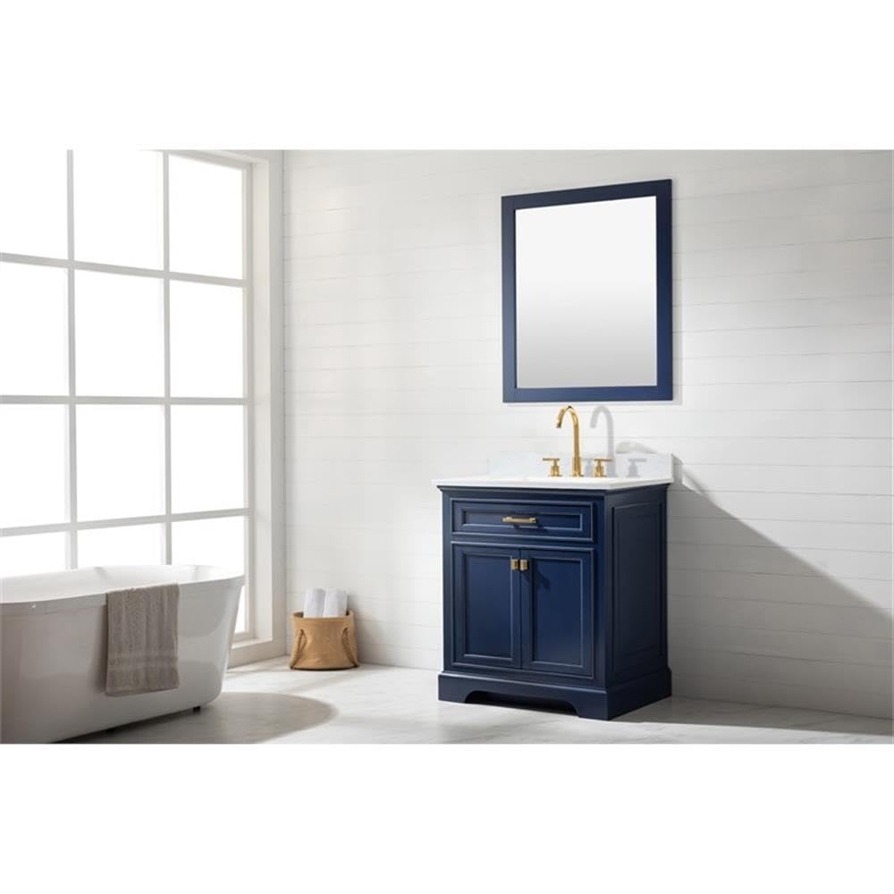 Modern Blue Bathroom Vanity 30 Inch - Design Element ML-30-BLU with Soft-Close Doors & Drawers - Perfect for Small Bathrooms, Powder Rooms & Coastal Home Decor
