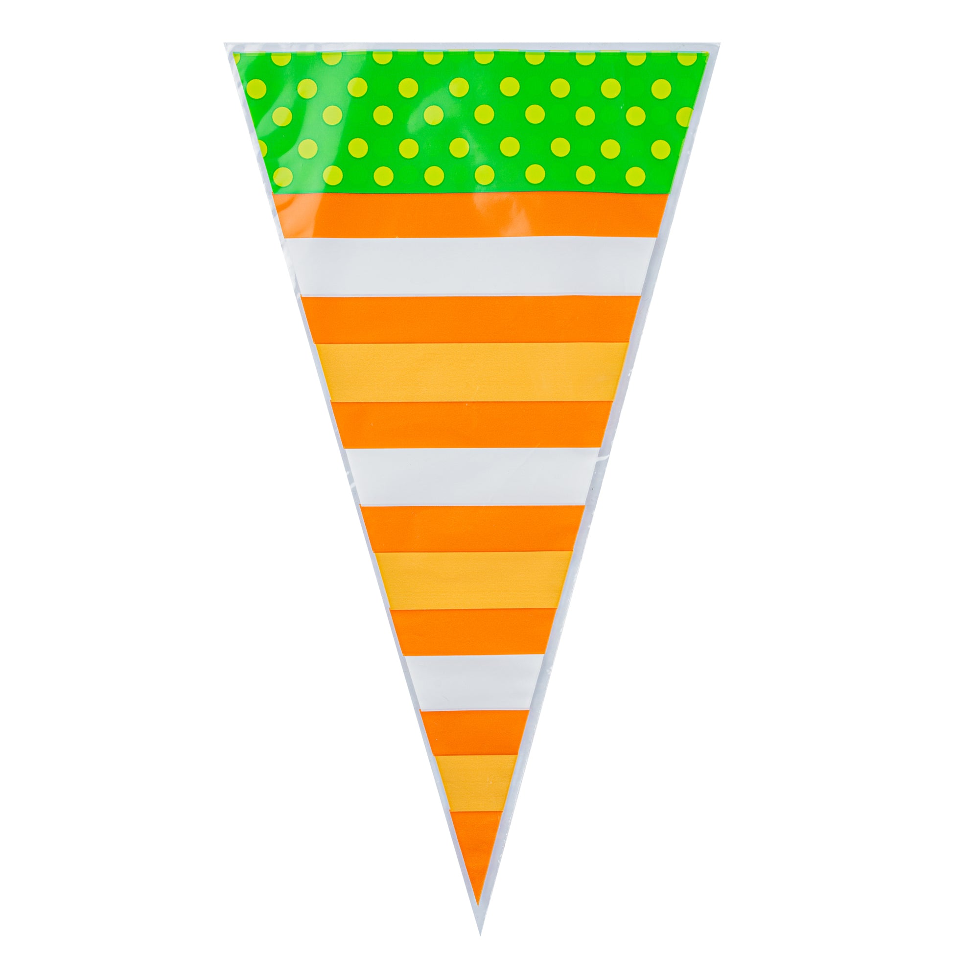 Premium Plastic Cone Bags - Stripes & Polka Dots Design (6x11 Inches, 100 Count) for Candy, Snacks, and Party Favors | Perfect for Birthday Parties, Weddings, and Events