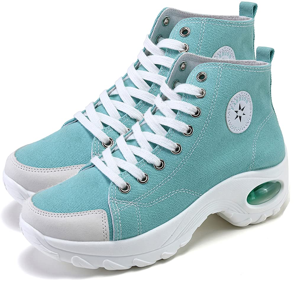 MAUGELY Women's High Top Sneakers with Thick Platform Sole - Fashion Canvas Athletic Shoes for Casual Wear, Street Style & Workout