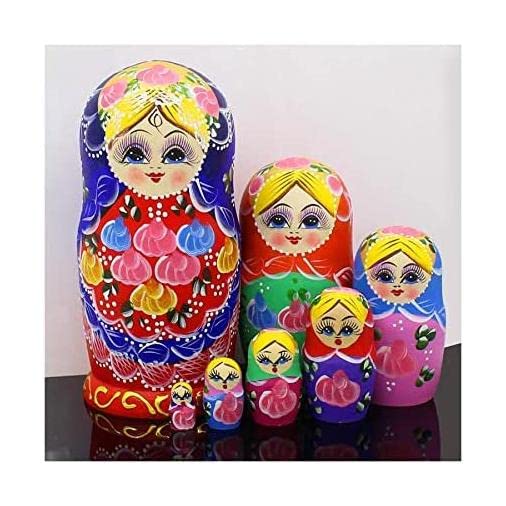 XXZY 7-Piece Russian Nesting Dolls Set - Traditional Hand-Painted Matryoshka Dolls for Kids, Boys & Girls - Perfect Birthday Gift & Home Decor for Nursery, Classroom or Collectors