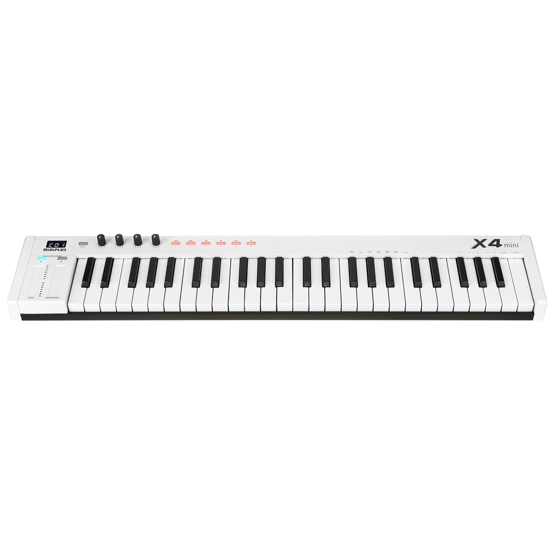 MIDIPLUS X4 Mini MIDI Keyboard Controller - 32 Keys, USB Powered, Portable & Lightweight for Music Production, Studio Recording & Live Performance (White)