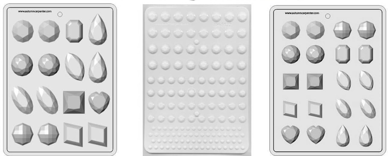 Premium Isomalt Crystals with 3-Piece Jewel Gem Molds Set - Large, Medium & Small Hard Candy Molds for Cake Decorating, DIY Desserts & Edible Crafts