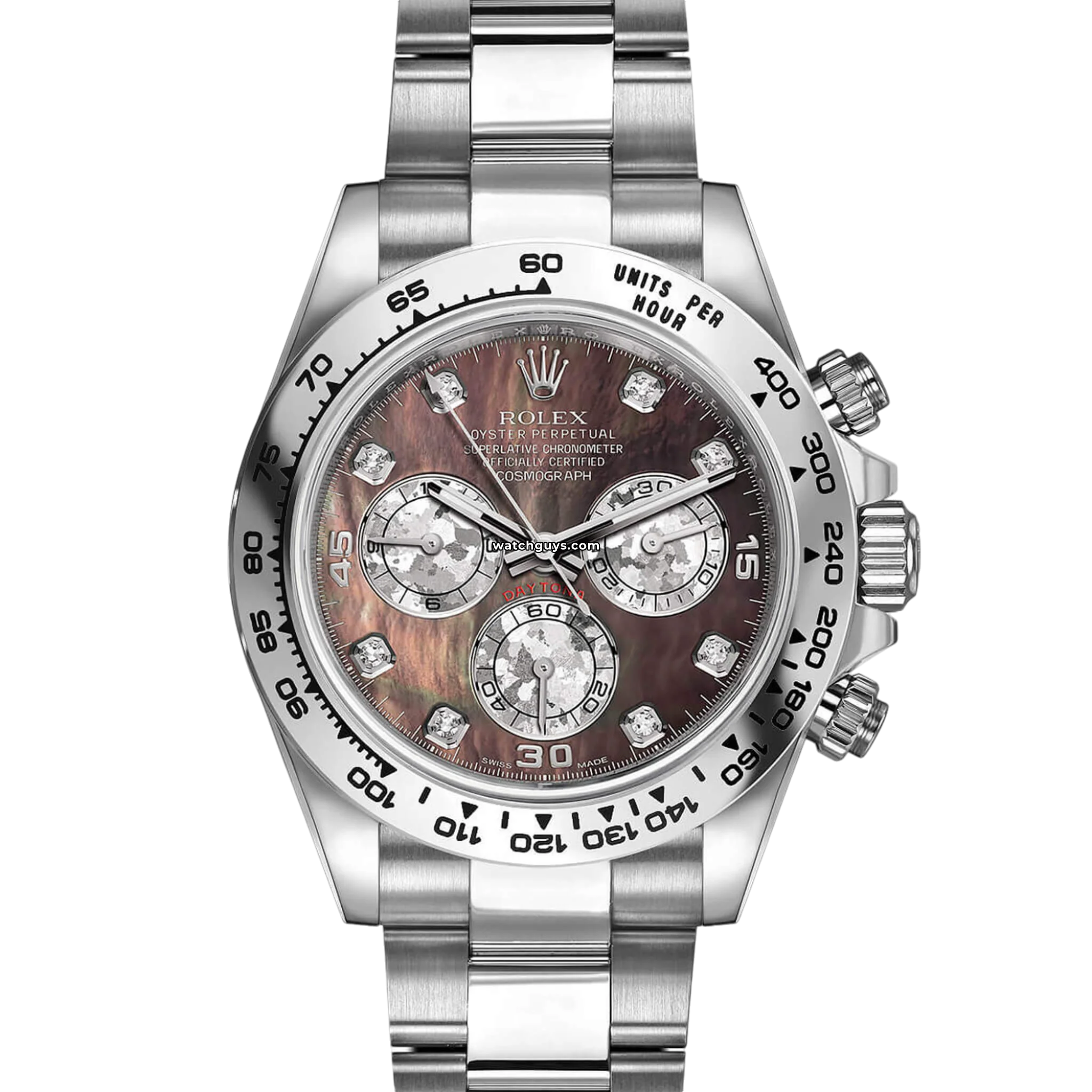Authentic Rolex Daytona 116509 Men's Watch - Black Mother of Pearl Dial, 18k White Gold, Swiss Automatic Movement | Luxury Timepiece for Business, Gifts & Special Occasions