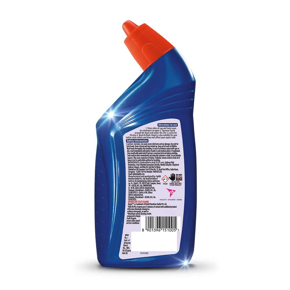 Harpic Original Disinfectant Toilet Cleaner Liquid - 500ml | Powerful Germ-Killing Formula for Sparkling Clean Toilets | Ideal for Bathroom, Restroom & Household Cleaning