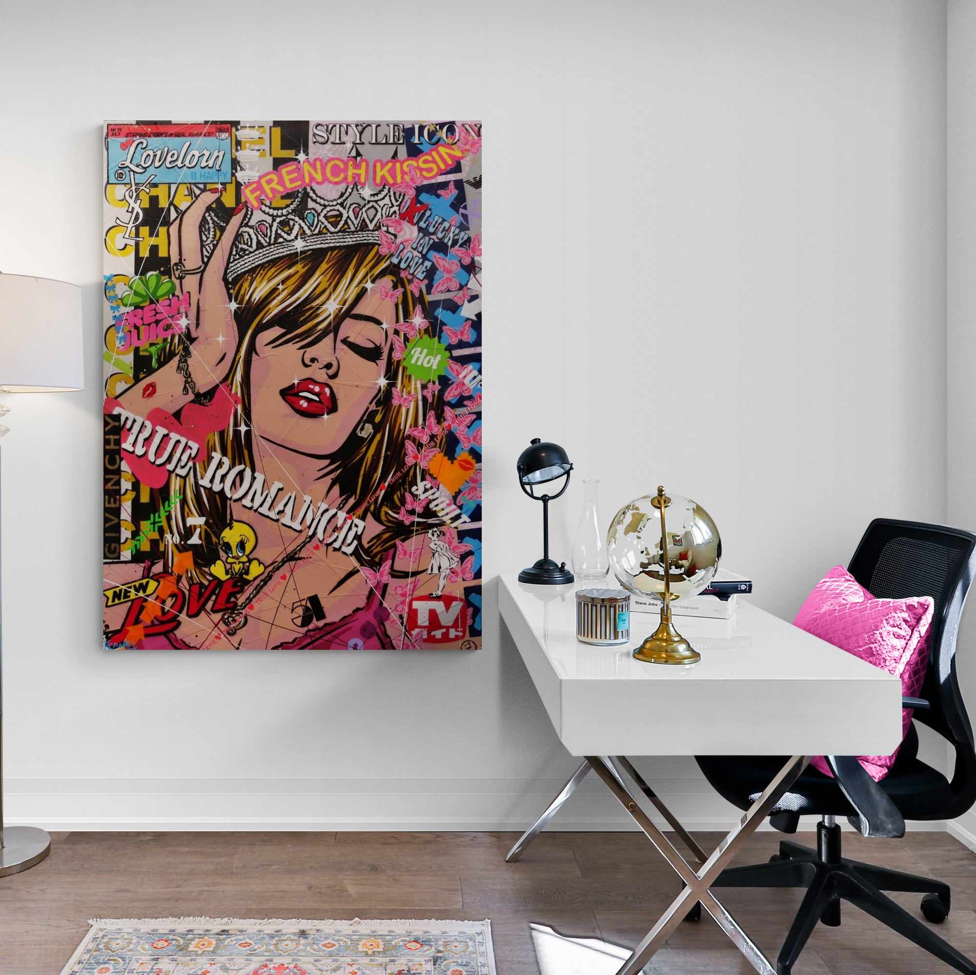 Candy Princess 140cm x 100cm Beauty Queen Textured Urban Pop Art Canvas Painting - Perfect for Living Room, Bedroom, and Office Wall Decor