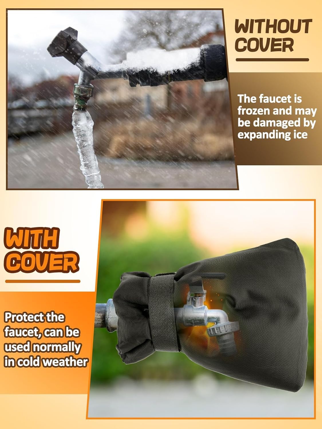 **4-Pack Thickened 8x6in Outdoor Faucet Covers for Winter - Insulated Freeze Protection, Waterproof Garden Spigot Covers for Hose Bibs | Perfect for Winterizing Outdoor Faucets, Pipes & Preventing Frozen Water Damage**
