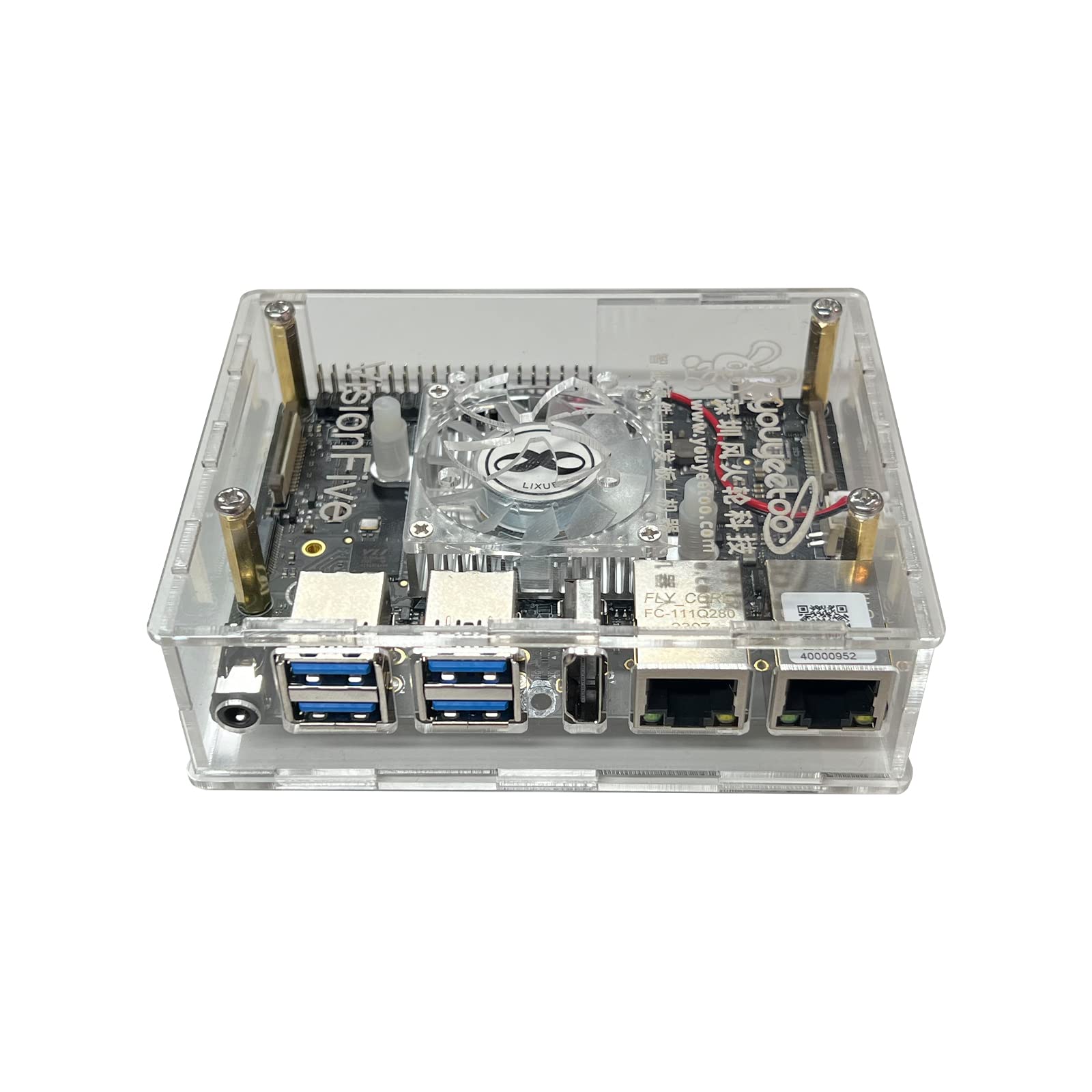 WayPonDEV Acrylic Case for VisionFive2 RISC-V Linux Single Board Computer with Heat Sink - Protective Cover for DIY Projects, Home Automation & IoT Development