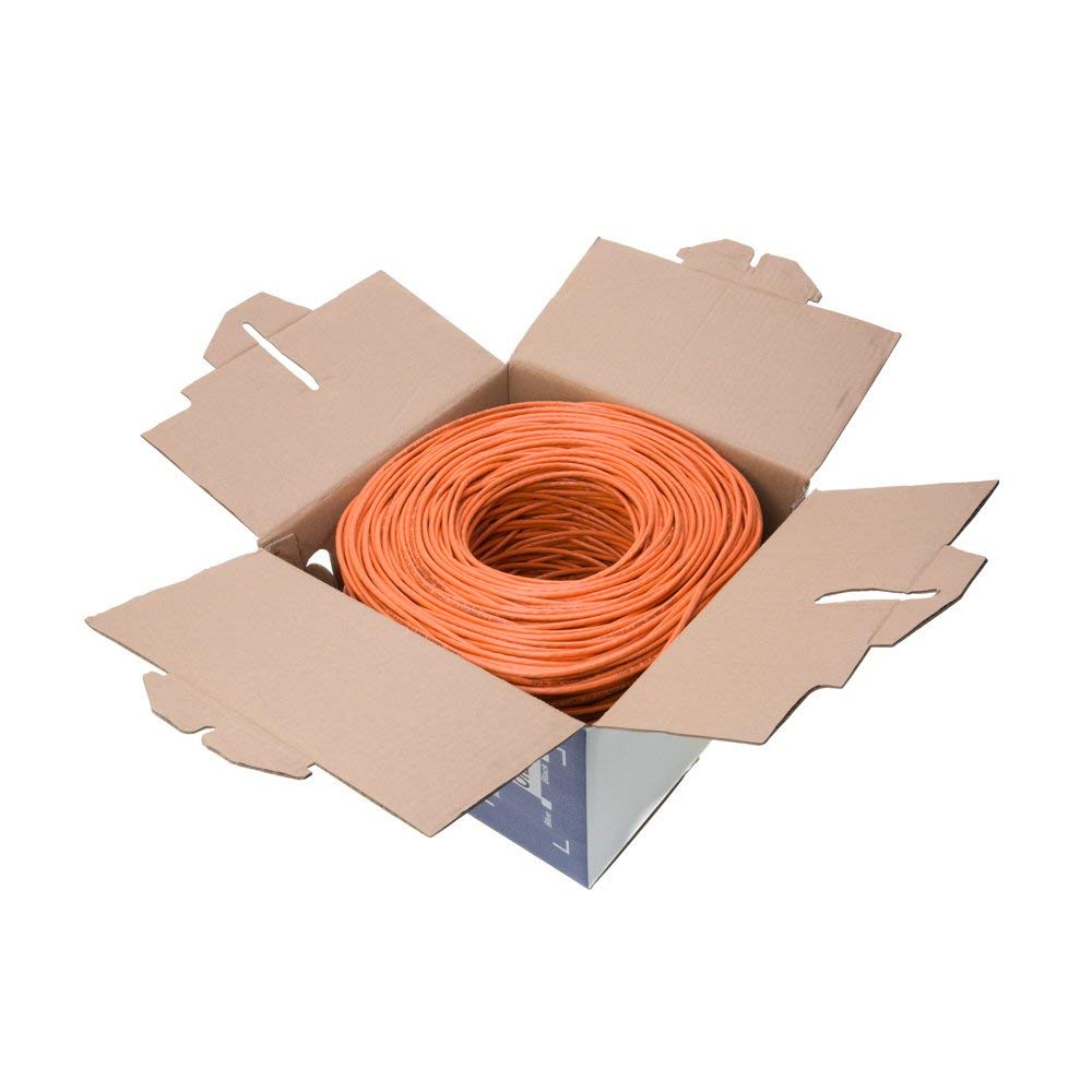 CAT6 1000ft UTP Orange Ethernet Solid Cable - 550Mhz 23AWG LAN Network Wire Bulk (Orange) - Perfect for Office Networking, Home Internet Setup & Data Center Installations