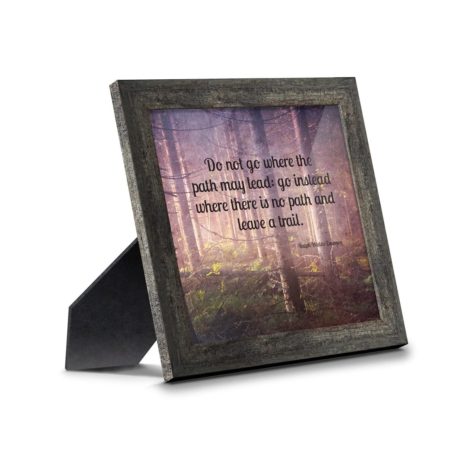 Inspirational Wall Art with Emerson Quote - Motivational Office Decor, Graduation Gifts for Boys & High School Students - Framed 'Do Not Go Where The Path May Lead' Print (8750BW) - Perfect for Home Office, Dorm Room & Study Space
