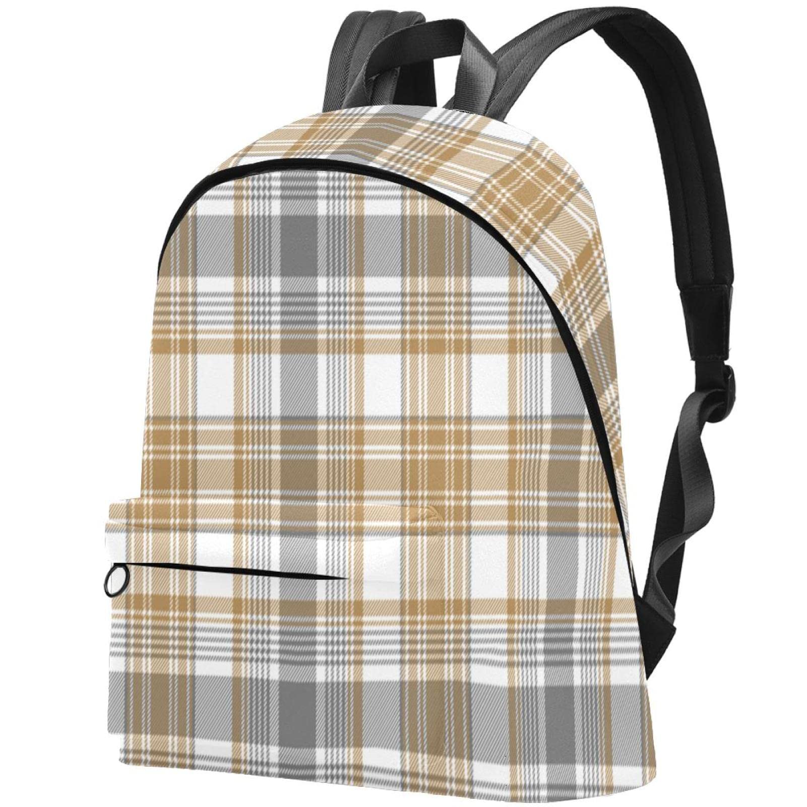 Stylish Canvas Backpack for College & Travel - Plaid Print Unisex Laptop Backpack for Women & Men | Perfect for School, Commuting & Weekend Getaways