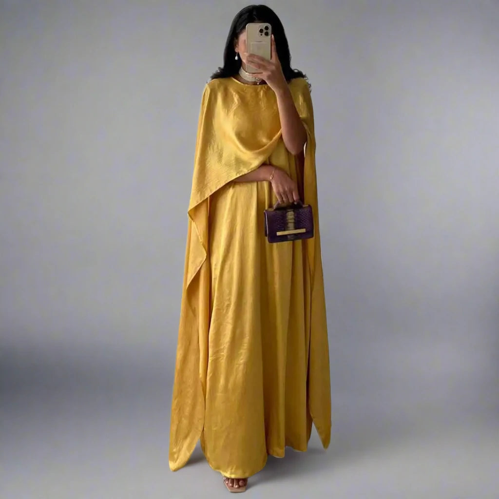 Elegant Muslim Women's Satin Abaya Dress - Modest Islamic Prayer Dress for Home & Mosque - Perfect for Eid, Ramadan & Special Occasions