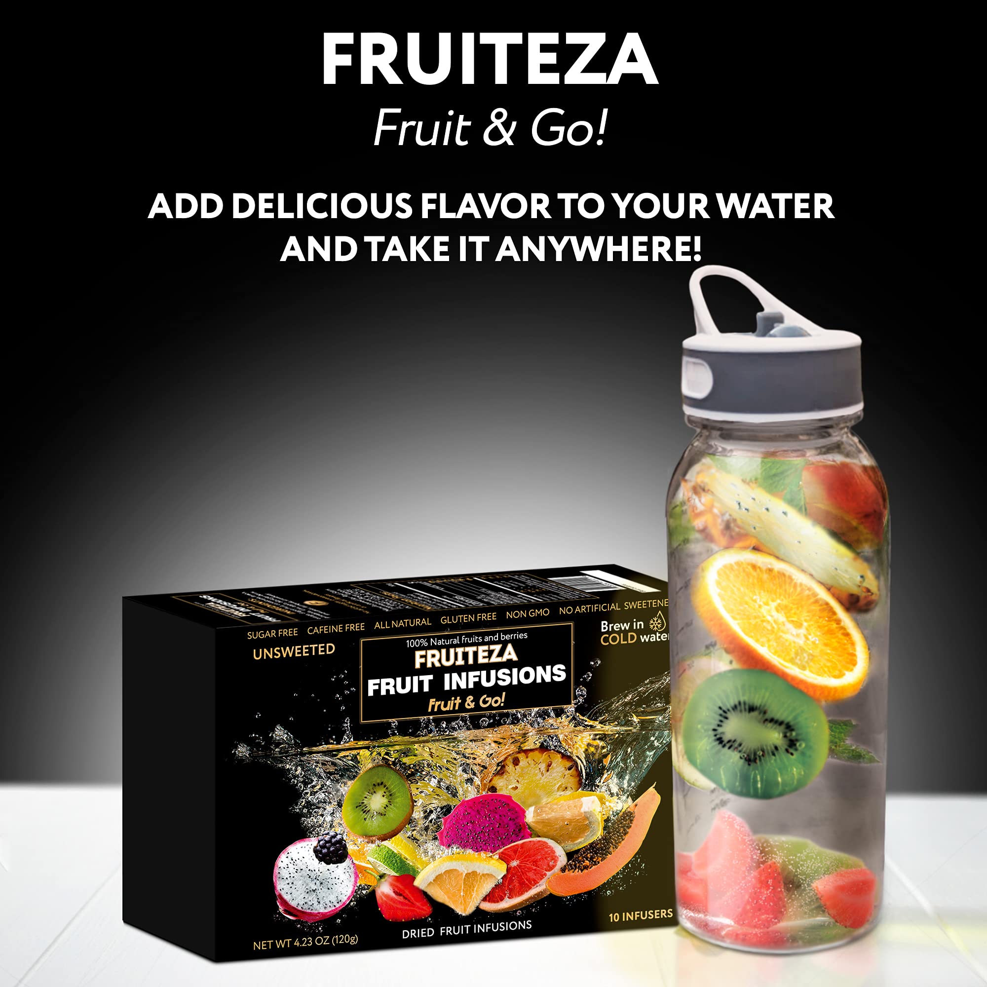 Fruiteza Cold Brew Fruit Infusion Sampler - Tropical Flavored Herbal Tea Bags, Caffeine-Free Iced Tea Variety Pack, Natural Water Flavoring for Refreshing Summer Drinks, Office Hydration & Healthy Lifestyle
