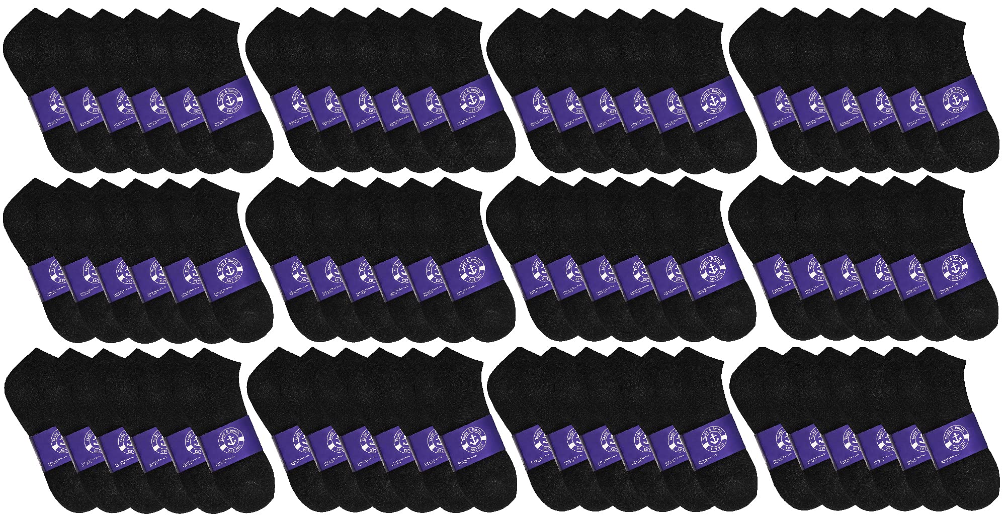 72 Pairs Low Cut Cotton Socks for Men & Women - Lightweight Bulk Pack for Daily Wear & Donations