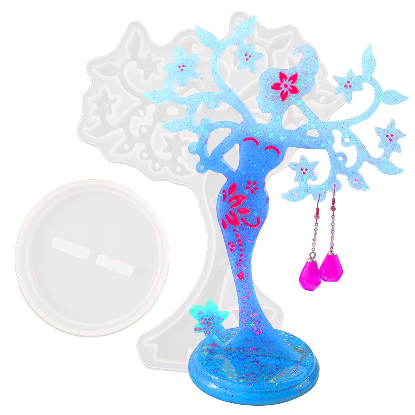 Epoxy Resin Jewelry Organizer Molds - Silicone Necklace Holder & Earring Display Stand for DIY Craft, Jewelry Storage Rack - Perfect for Home Decor, Gift Making, and Handmade Jewelry Display