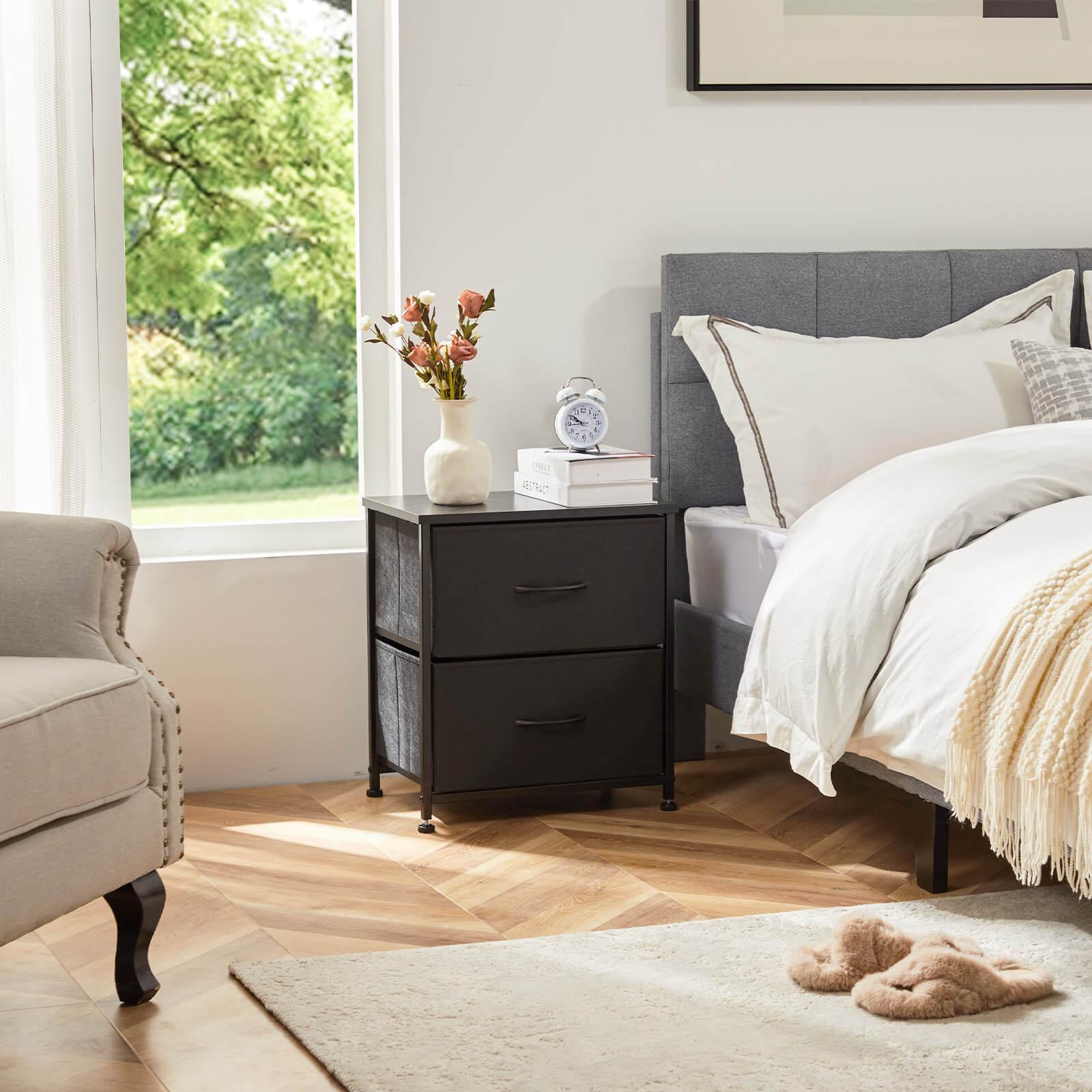 Black Metal Frame & Wood Top Dresser Drawers - 5-Drawer Chest for Bedroom, Living Room, or Office Storage Organization