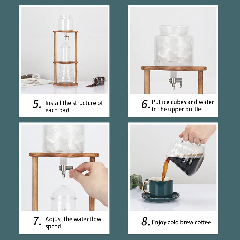 Premium 600ml Ice Drip Cold Brew Coffee Maker - Wooden Tower for Home, Office & Cafe | Slow Drip Coffee Brewer for Iced Coffee Lovers | Perfect for Morning Brews, Afternoon Refreshments & Entertaining Guests