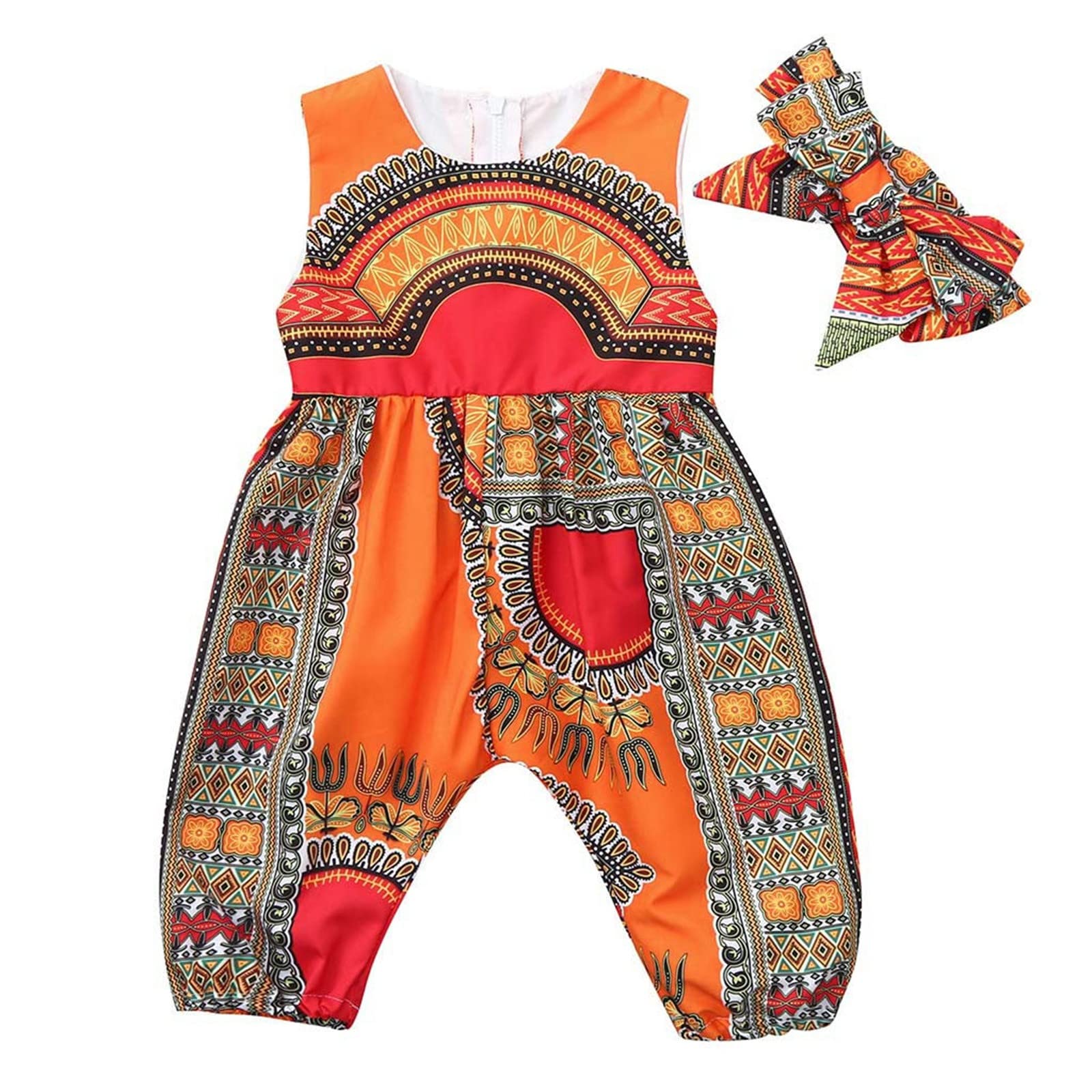 Adorable Toddler Baby Girls Summer Romper - Sleeveless Orange Jumpsuit for Kids | Perfect for Playtime, Beach & Outdoor Activities