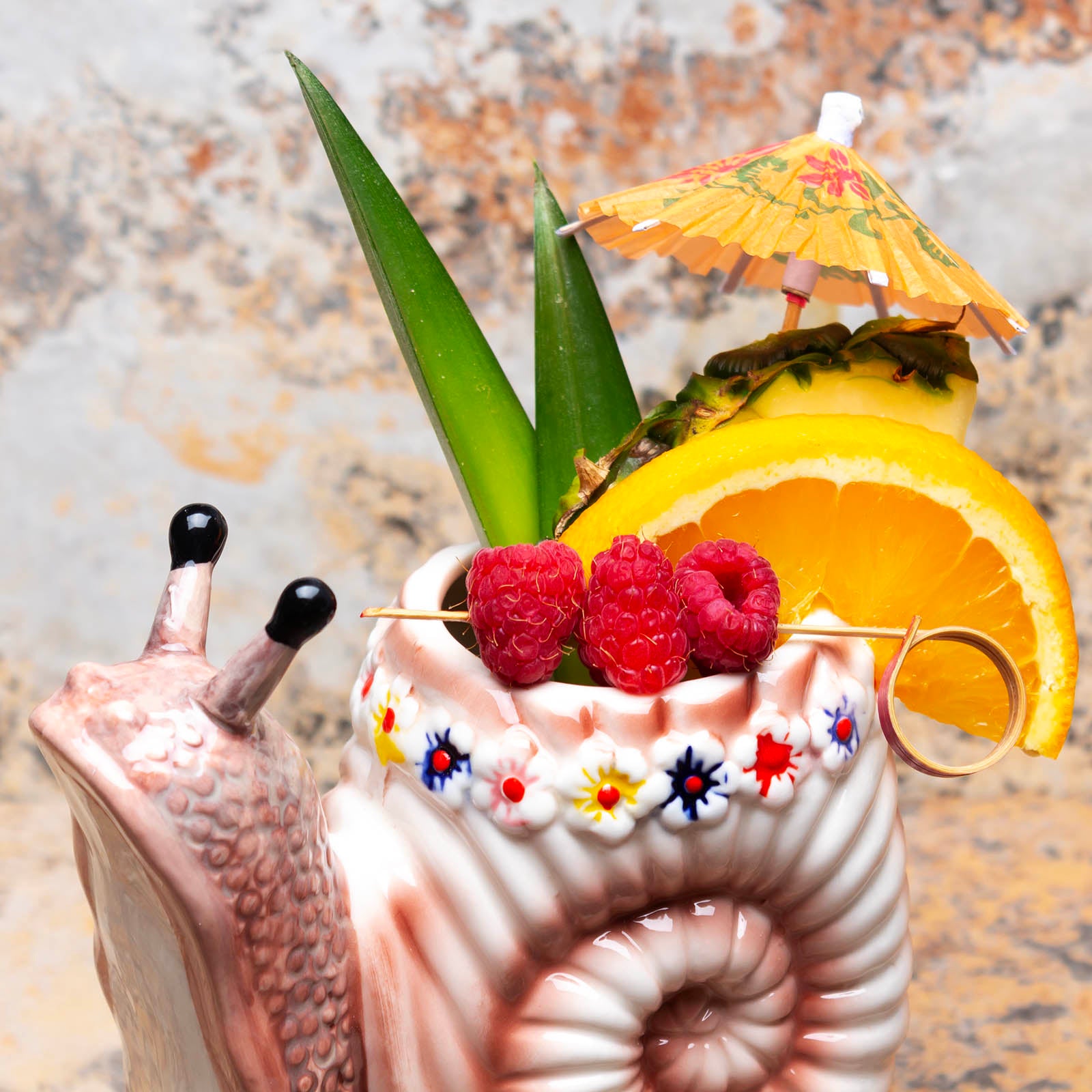 BarConic® Snail Tiki Mug - Handcrafted Ceramic Tropical Cocktail Cup for Pina Colada, Mai Tai & Summer Drinks - Perfect for Beach Parties, Luau Themed Events & Home Bar Decor