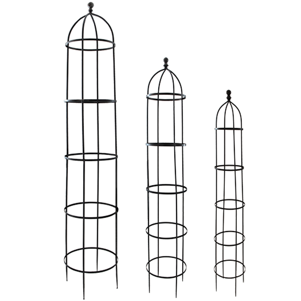 Outdoor Garden Trellis with Ball Finial - Set of 3 | Decorative Plant Support for Climbing Roses, Vines & Flowers | Perfect for Patio, Backyard & Garden Decor