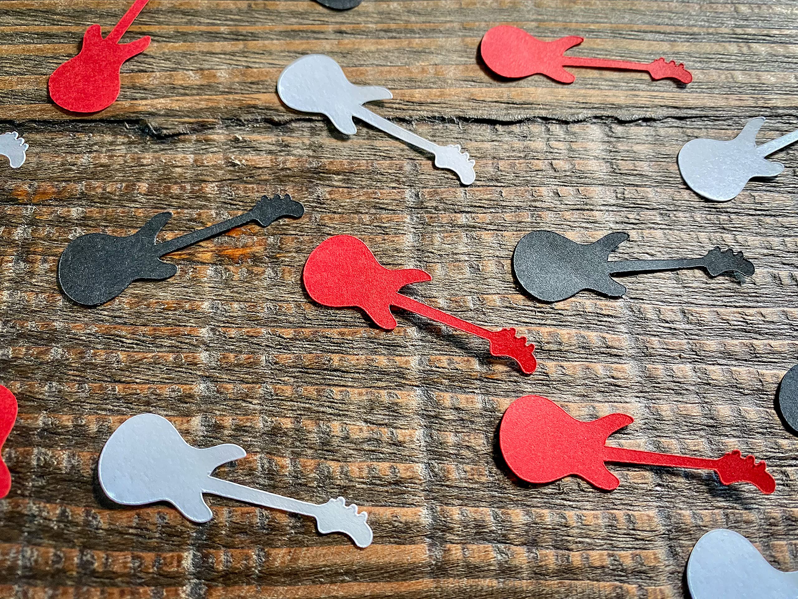 Red, Black & White Electric Guitar Shaped Confetti - Perfect for Rock Concerts, Birthday Parties & Music Themed Events
