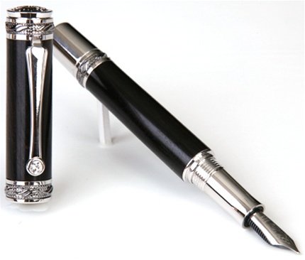 Lanier Majestic Fountain Pen - Black Titanium & Blackwood | Premium Writing Instrument for Business, Calligraphy & Gift Giving