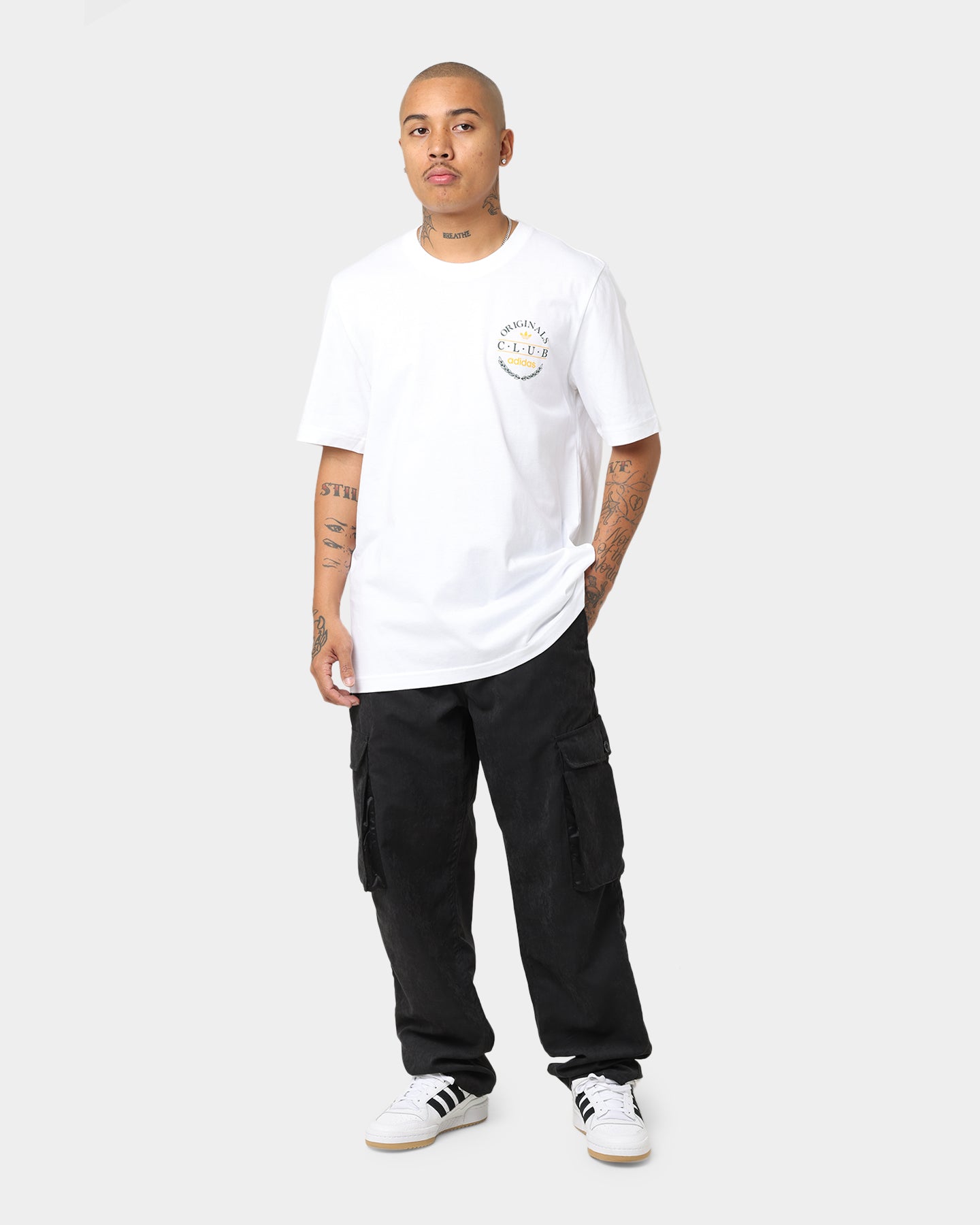 Adidas Club Logo T-Shirt for Men - Classic White Cotton Crew Neck Tee - Perfect for Gym, Casual Wear & Street Style Outfits