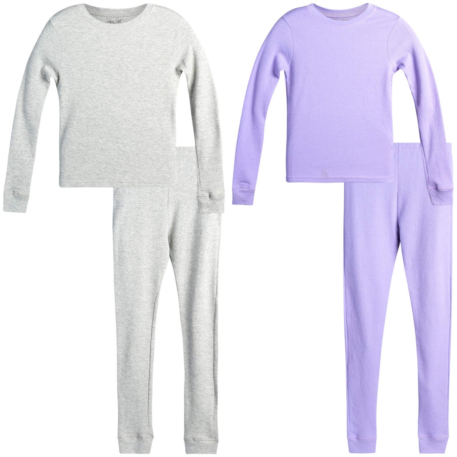Rene Rofe Girls' Thermal Underwear Set - 4 Piece Waffle Knit Top & Long Johns (2T-16) | Winter Warm Base Layer for Kids | Perfect for Cold Weather, Snow Play & Outdoor Activities