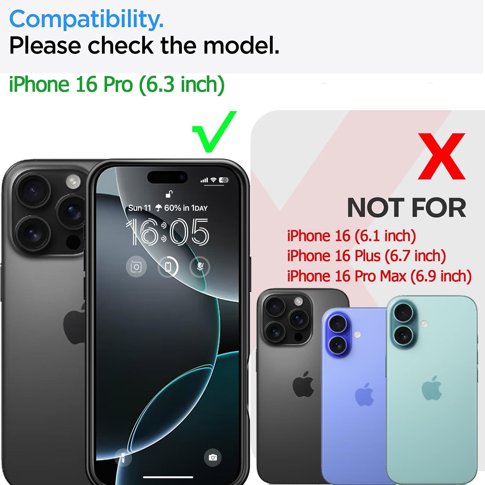 10000mAh Magnetic Battery Case for iPhone 16 Pro (6.3
