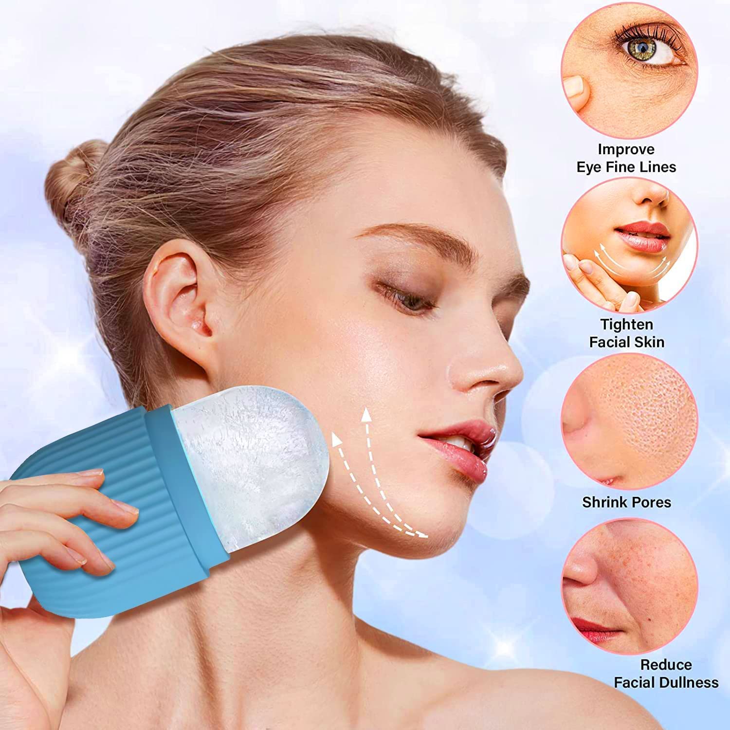 ZEXREL Jade Ice Roller & Gua Sha Set - 100% Natural Stone Facial Massager for Women - Cooling Face, Eye, Neck & Foot Massage Tool - Reduce Puffiness & Dark Circles - Perfect for Skincare Routine & Relaxation
