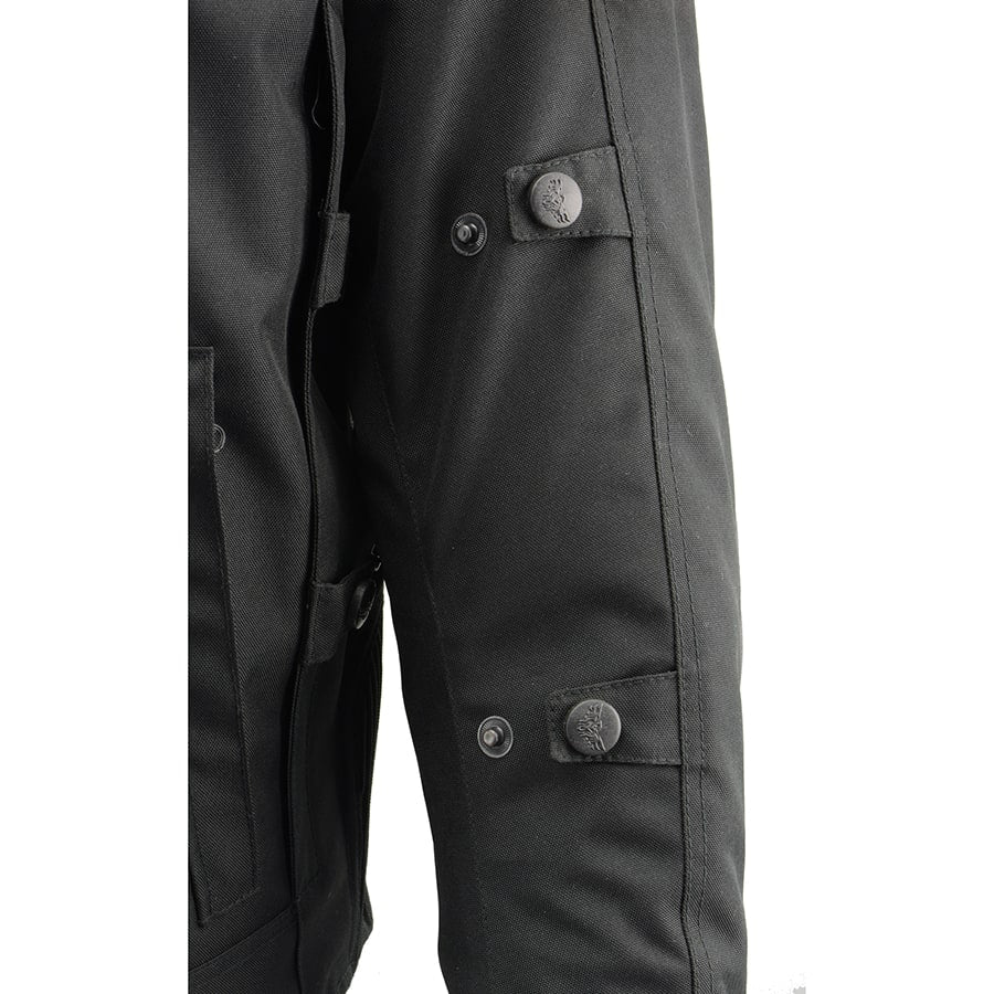 Men's Stylish Textile & Leather Jacket for Motorcycle Riding & Outdoor Adventures - Waterproof Windbreaker with Multiple Pockets
