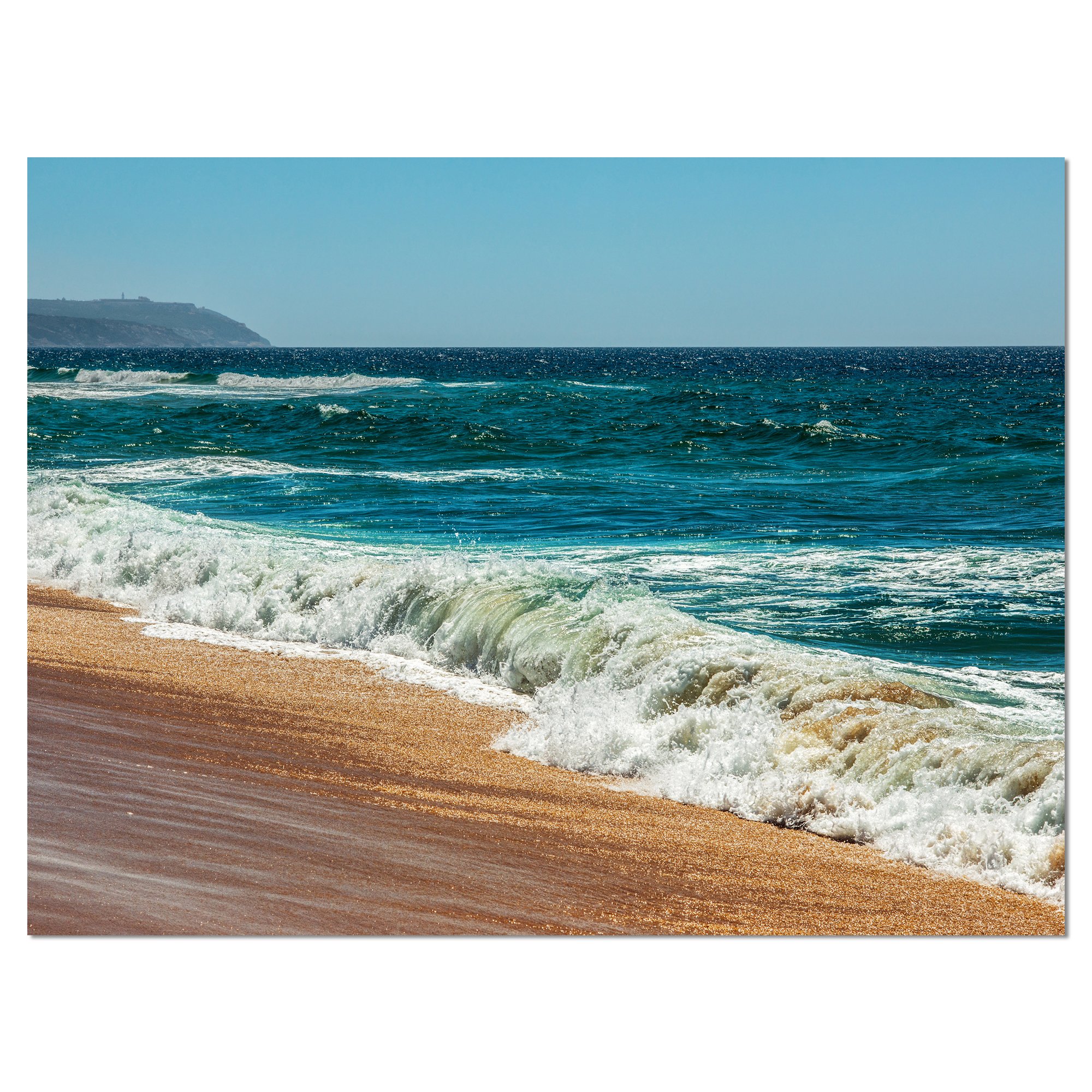 Blue Atlantic Beach Summer Contemporary Seascape Canvas Wall Art - Coastal Decor for Living Room, Bedroom & Office