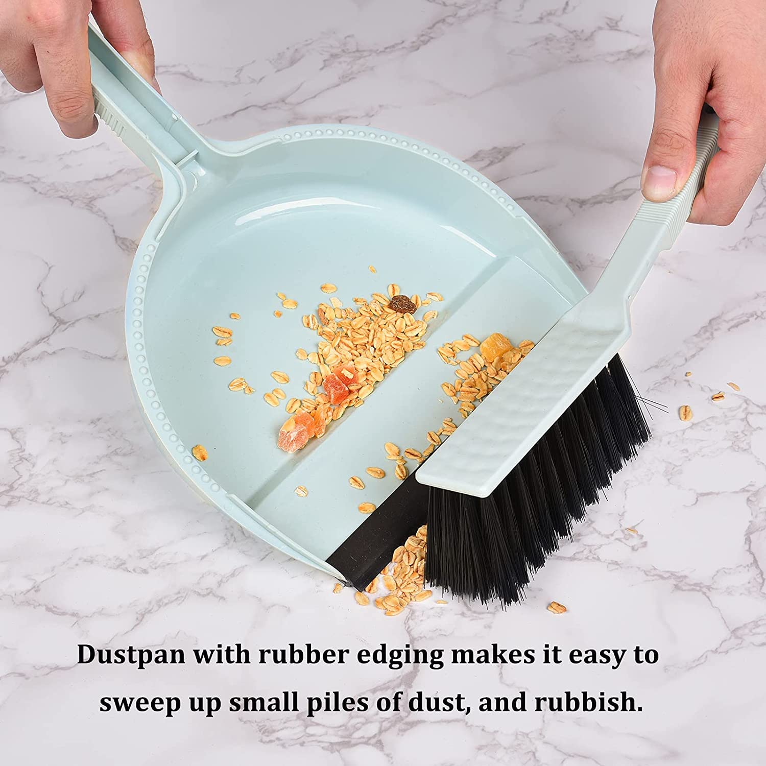 Mini Broom and Dustpan Set - 2 Pack Compact Handheld Sweeping Kit for Home, Kitchen, Office & Car Cleaning - Blue Dust Brush with Small Pan - Perfect for Quick Spills, Pet Hair & Tight Spaces