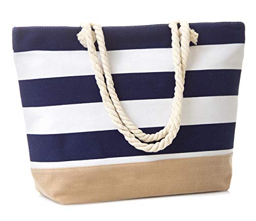 Burlap Bottom Stripe Navy Blue