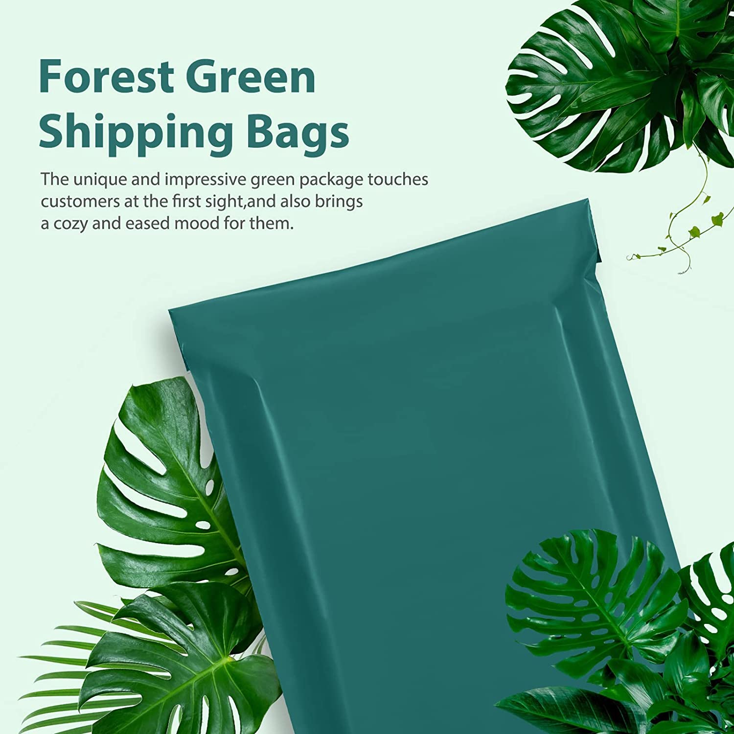 10x13 Inch Eco-Friendly Poly Mailer Envelopes - Waterproof Shipping Bags for Ecommerce | Forest Green Mailing Pouches for Clothing, Books & Small Packages