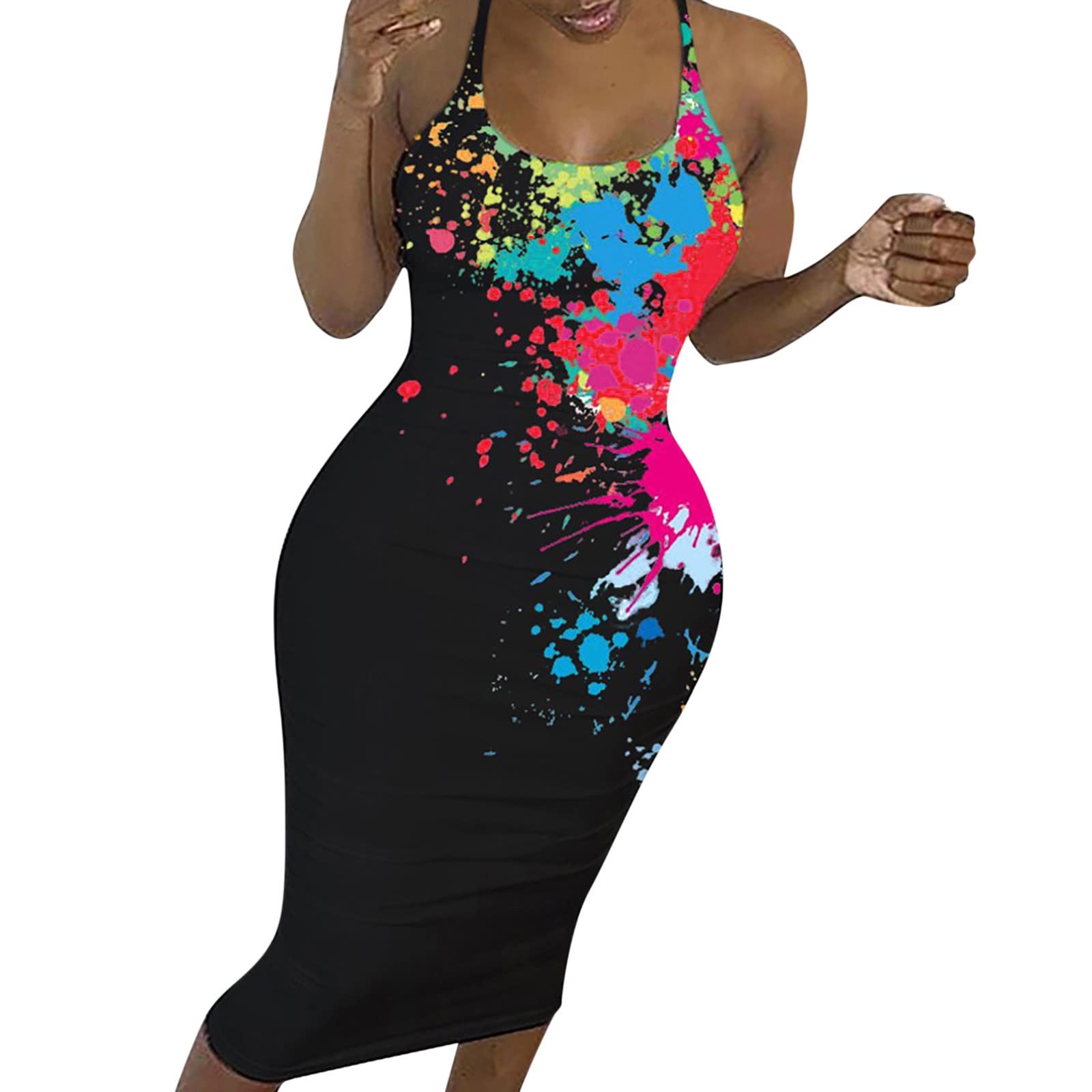 Women's Sexy Slim Sling Backless Sleeveless Shirt Dress - Summer Fashion Hip Style for Casual Outings, Beach Wear & Night Out Dresses
