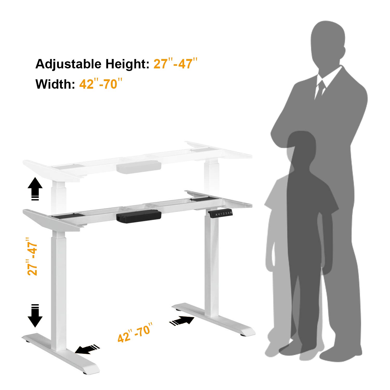MCombo Dual Motor Electric Adjustable Standing Desk Frame - 4 Memory Positions, Heavy Duty Stand Up Desk Base, Frame Only 1688 (White) - Perfect for Home Office, Gaming & Workspace Ergonomics