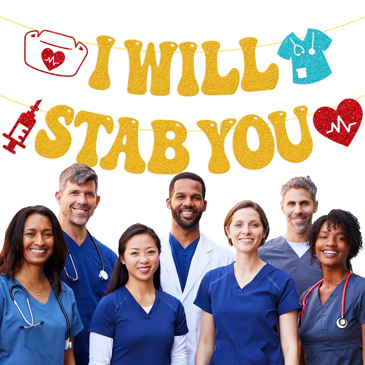 Funny Nursing Graduation Banner - 'I Will Stab You' RN Medical School Decor for 2024 Graduates | Perfect for Nursing School Survivor Parties, Class of 2024 Celebrations & RN Graduation Ceremony Decorations