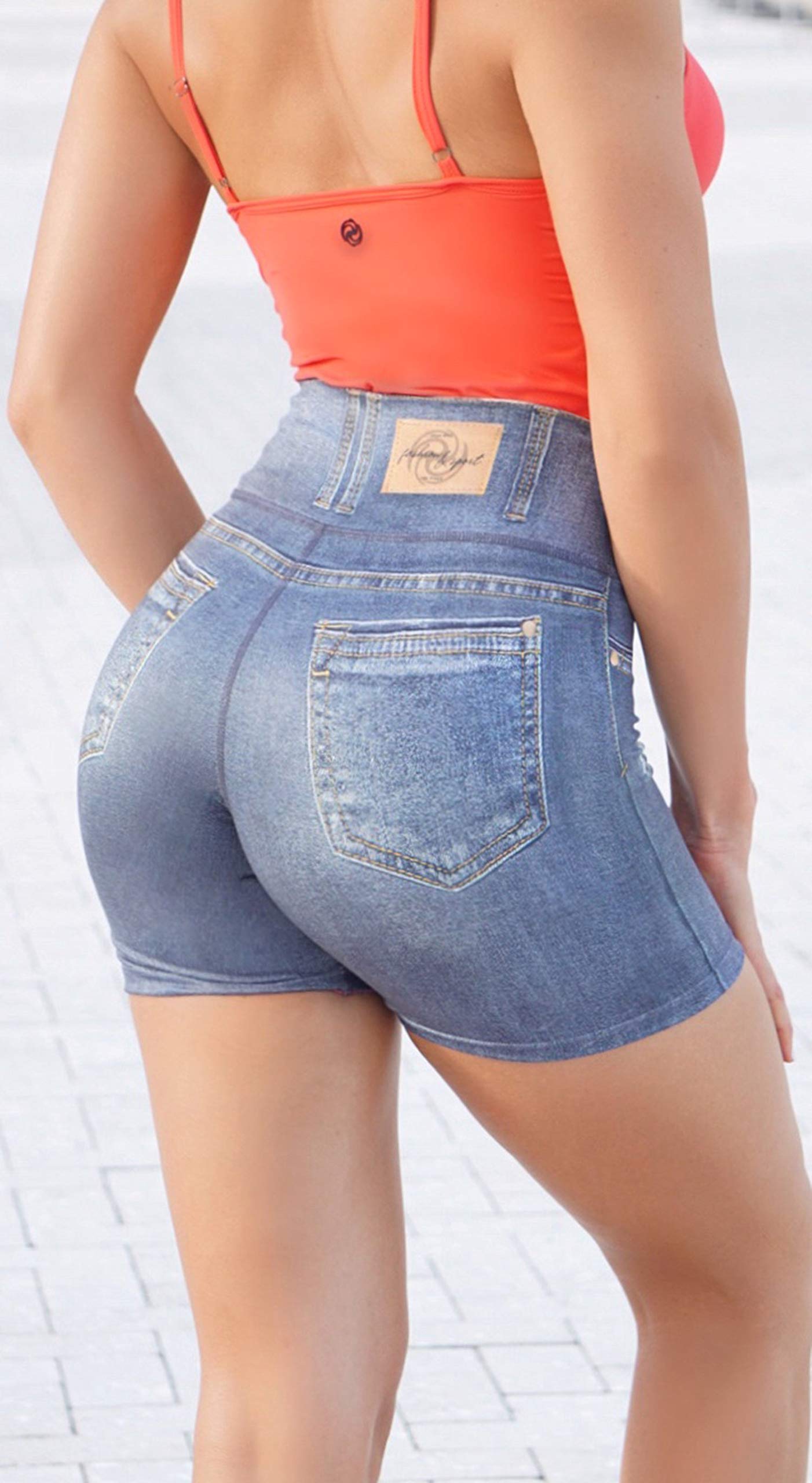 Brazilian Reversible Denim Shorts for Women - Fun Printed High Waist Jean Shorts - Perfect for Summer, Beach, and Casual Outings