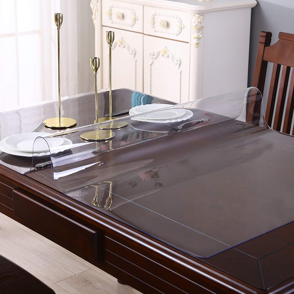 Clear PVC Table Cover Protector - 30 x 48 Inch, 1.5mm Thick Waterproof Plastic Table Pad for Coffee Table, Writing Desk, Dresser, Dining Table, Kids Desk & TV Stand - Non-Slip Vinyl Table Mat for Home, Office & School Use