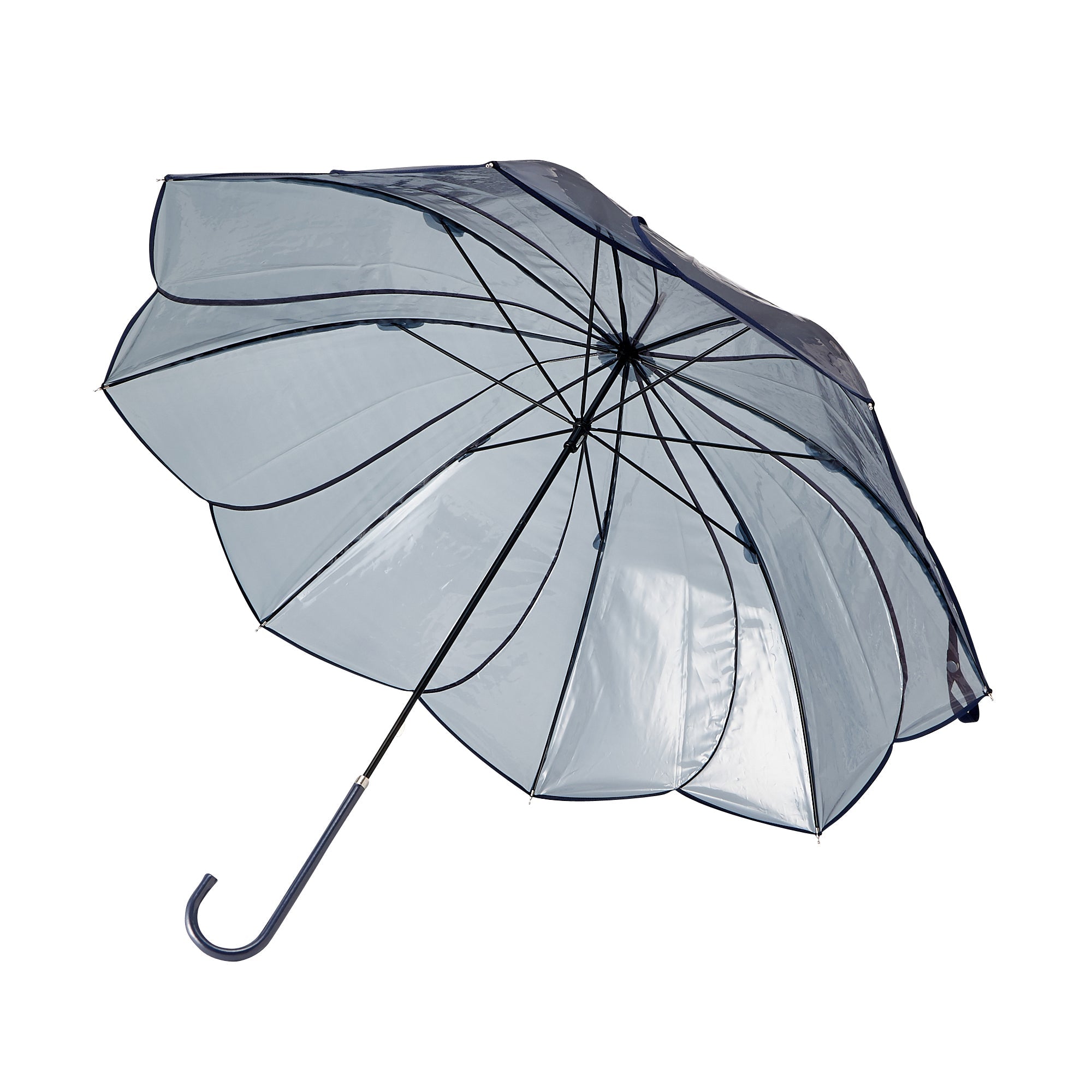 Clear Umbrella with Color Piping - 58 Inch Windproof Gray Rain Umbrella for Men & Women - Perfect for Commuting, Travel, and Outdoor Activities