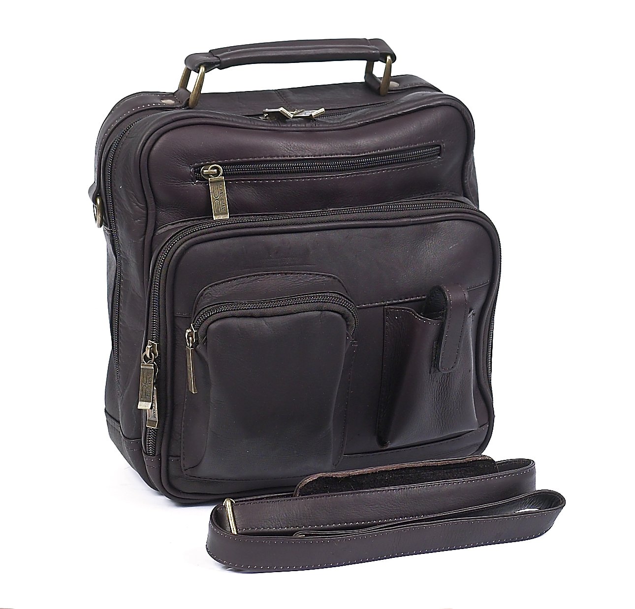 Claire Chase Jumbo Men's Messenger Bag in Cafe Brown - Large Crossbody Briefcase for Work, Travel & Everyday Use