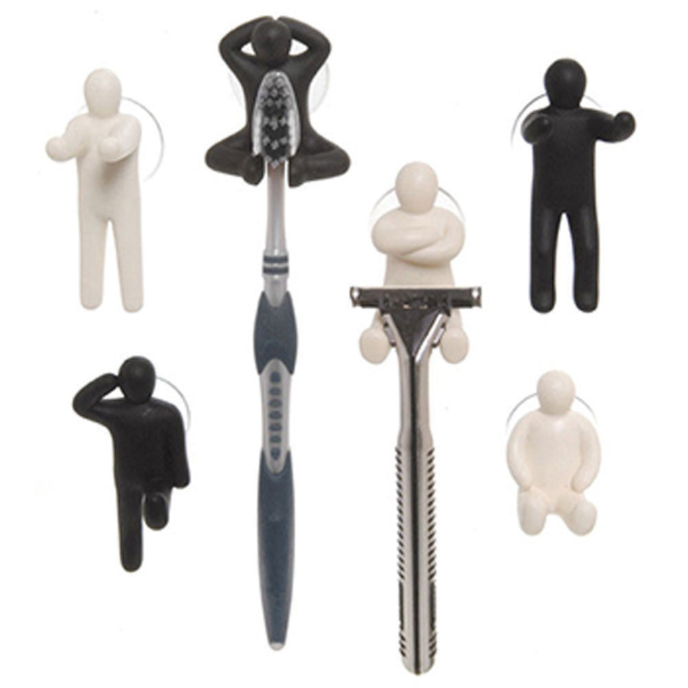 Kikkerland Suction Hook & Holder Figures - Strong Adhesive Wall Hooks for Bathroom, Kitchen, Office Organization - Perfect for Hanging Towels, Keys, and Small Accessories