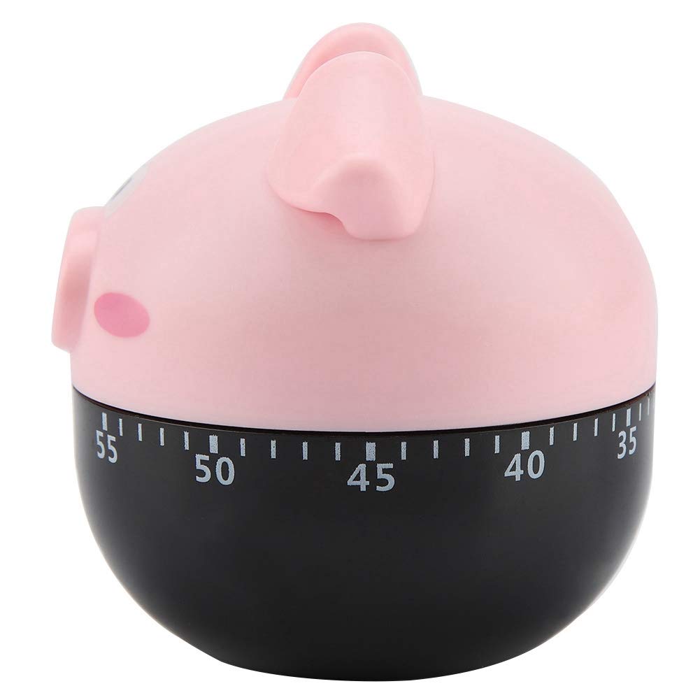 Cute Cartoon Pig Kitchen Timer - 55 Mins Mechanical Countdown Timer for Cooking, Baking, and Study - Easy to Use Mini Timer for Home, Office, and Classroom