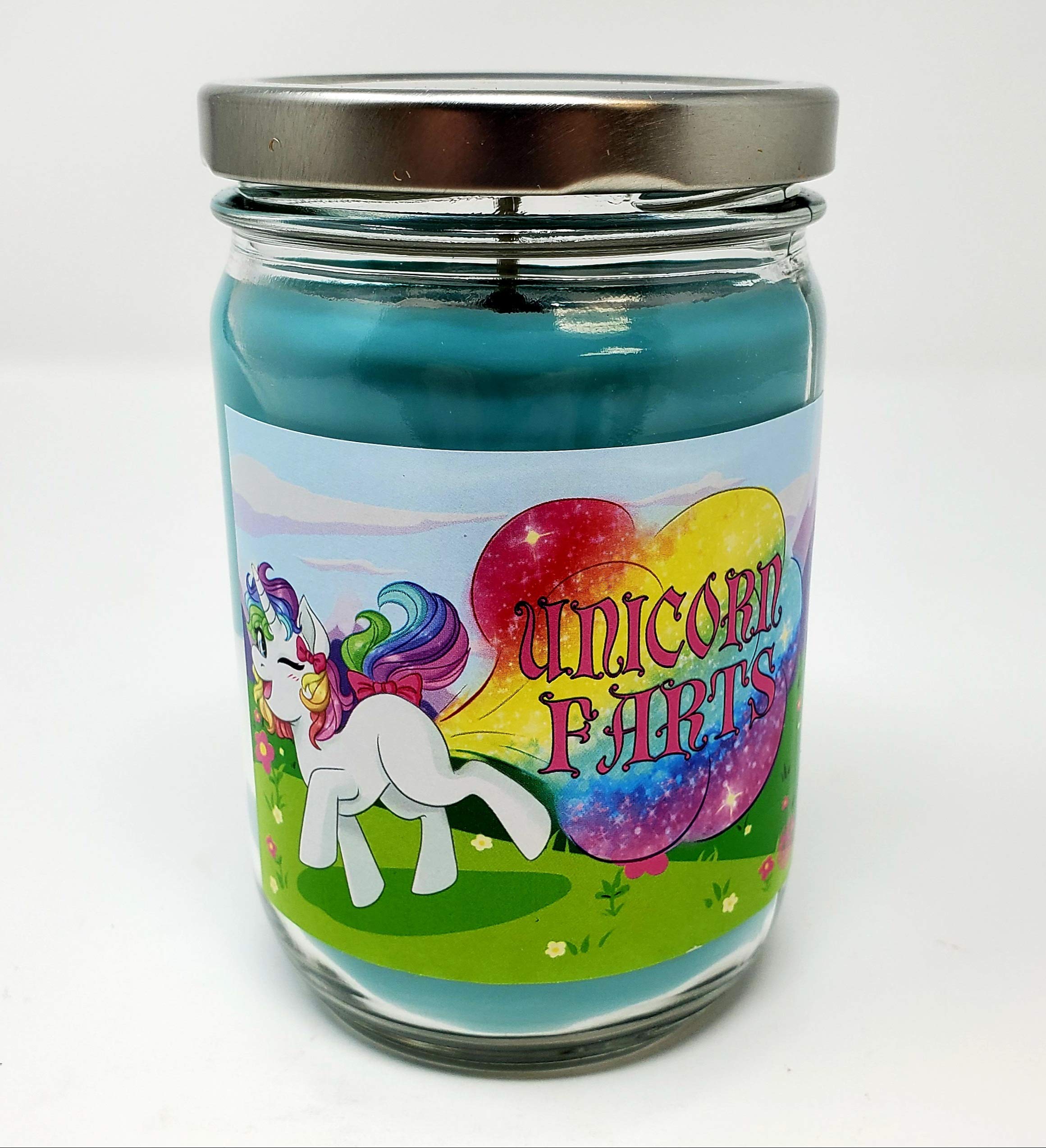 Unicorn Farts Scented Candle - Tropical Blue Hawaiian Fragrance, All Natural Premium Soy Wax, 12oz Glass Jar - Perfect for Home Decor, Relaxation & Gift Giving