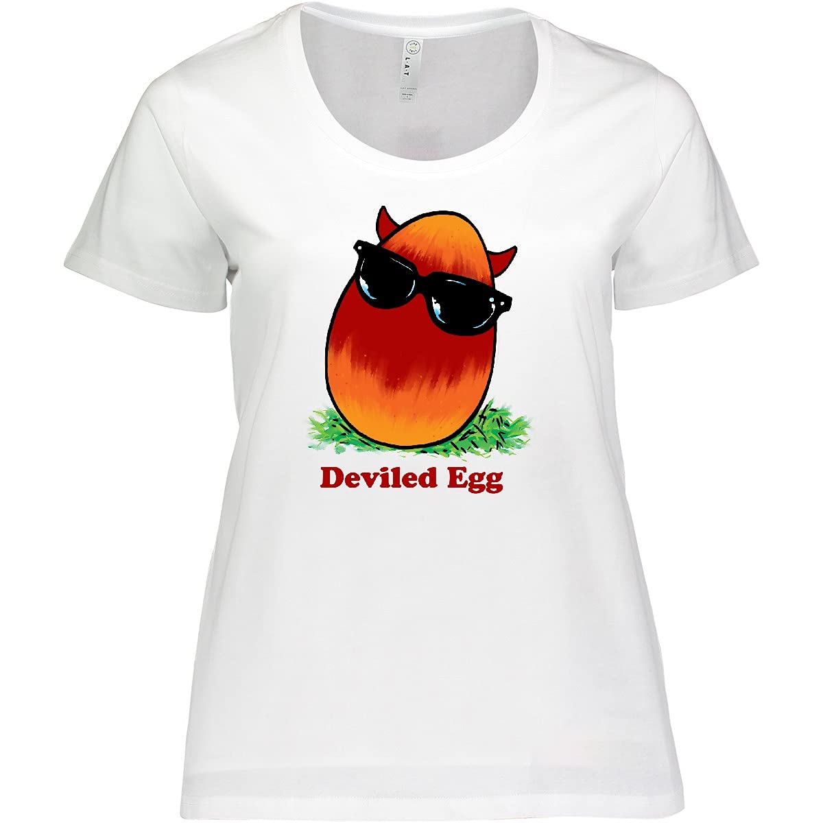 Easter Devil Egg Horns Women's Plus Size T-Shirt - Funny Holiday Graphic Tee for Costume Parties & Festive Celebrations