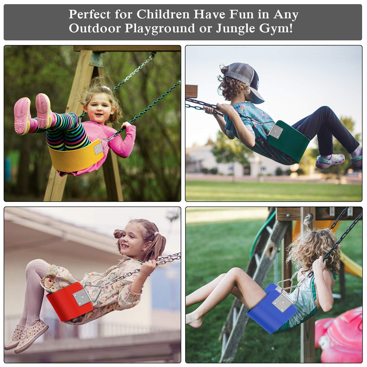 AGPTEK 30.4 Inch Outdoor Swing Seat for Kids & Adults - Heavy Duty 250LB Capacity, Green Metal Triangle Ring Hanging Swing for Backyard, Garden & Playground Use